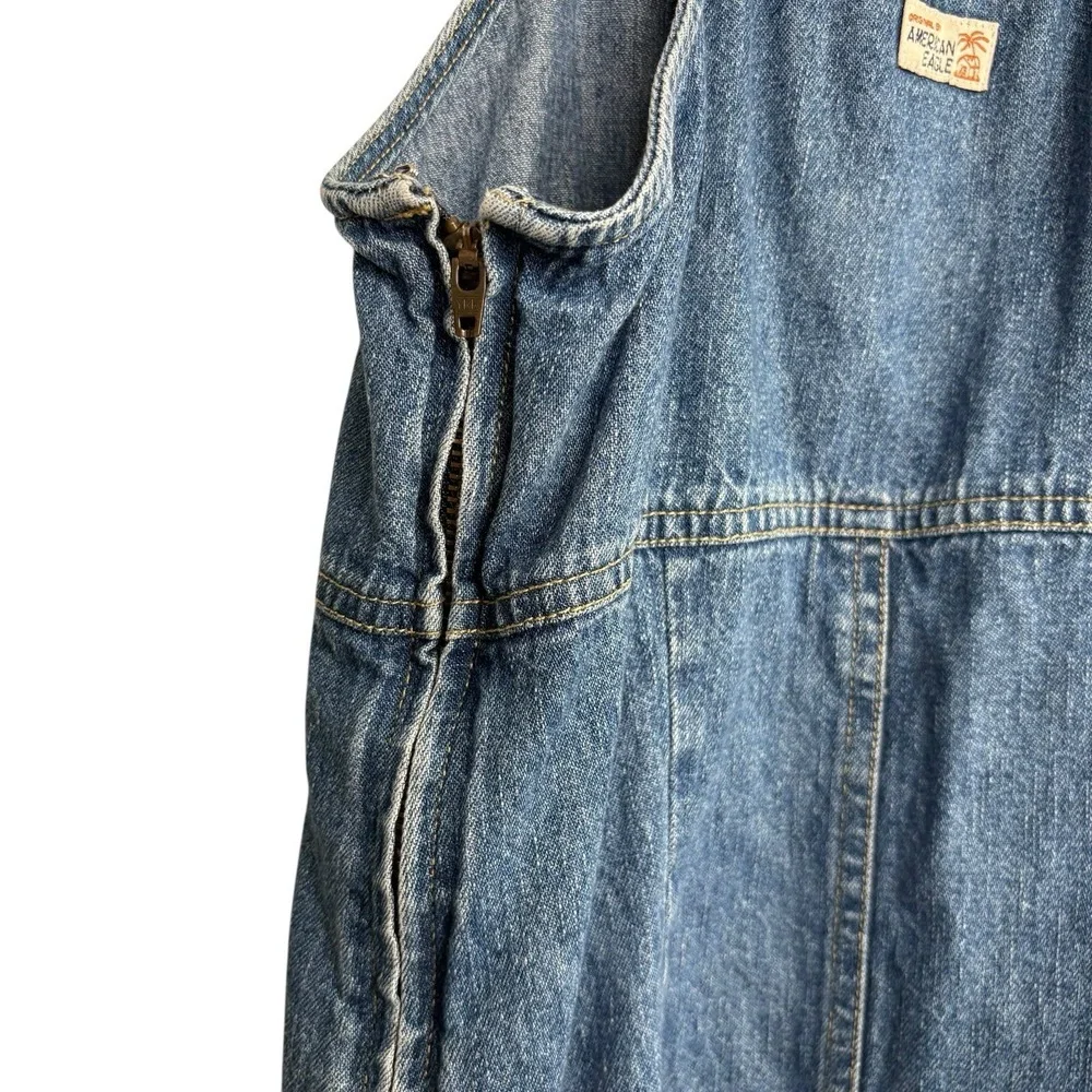American Eagle Womens Dress 2 Denim Jean Y2K Western Country Cowgirl Rodeo Zip